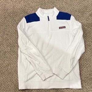 Vineyard Vines White and Blue Zip-Up Sweater